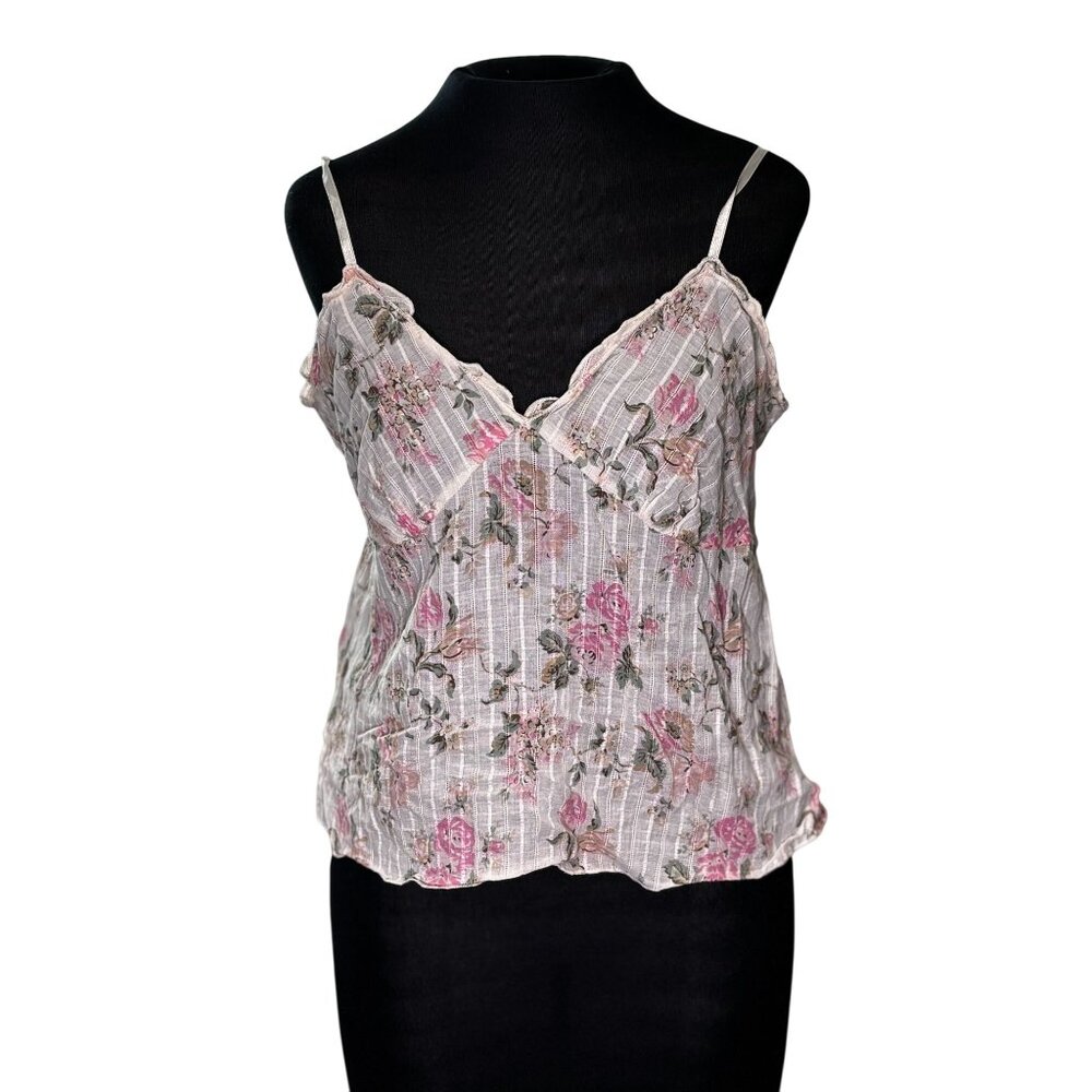 Aeropostale Womens Floral Spaghetti Strap Top L - Picture 1 of 9